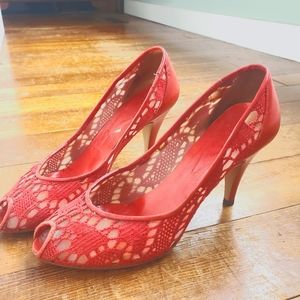 Vintage peep toe heels, size 6